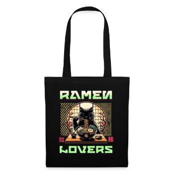Japanese Ramen Cat Streetwear - Tote Bag - black - Front
