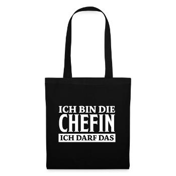 Chefin Spruch Familie Beruf Lustig Chefin Geschenk - Stoffbeutel - Schwarz - Vorne