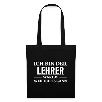 Lehrer Spruch Unterricht Lustiges Lehrer Geschenk - Stoffbeutel - Schwarz - Vorne