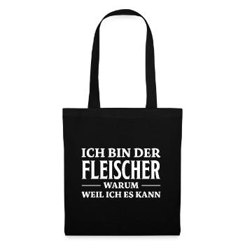 Fleischer Spruch Metzger Lustig Fleischer Geschenk - Stoffbeutel - Schwarz - Vorne