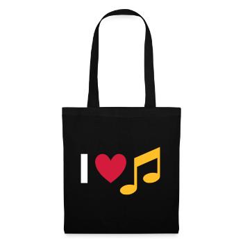 Ich liebe Musik (Herz, Note) - Stoffbeutel - Schwarz - Vorne