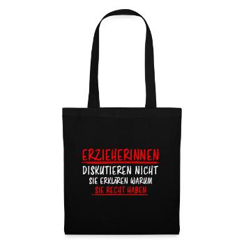 Erzieherin Perfekte Beruf Lustiger Spruch Geschenk - Stoffbeutel - Schwarz - Vorne