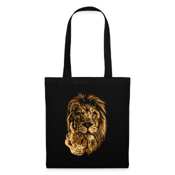 Funny lion with middle finger - Tote Bag - black - Front