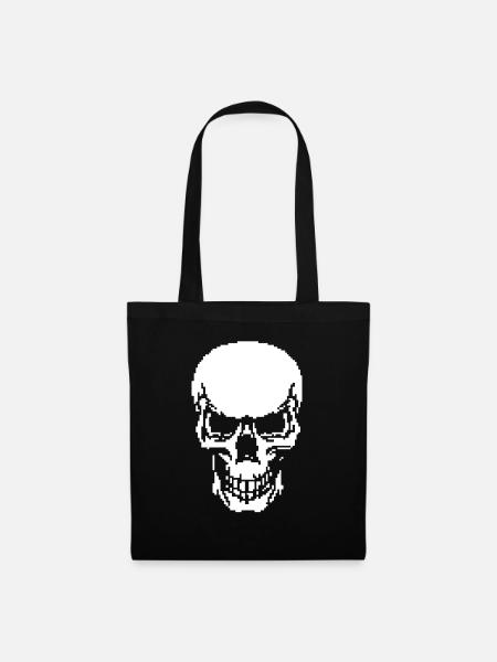 Crâne crâne crâne gamer gamer pixel - Sac en tissu - noir