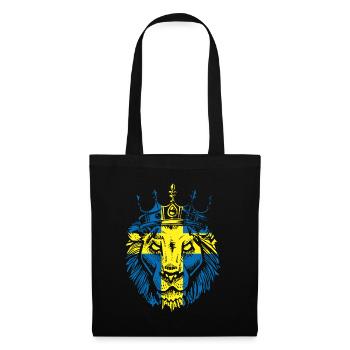 Drapeau de la Suède avec lion - Sac en tissu - noir - Devant