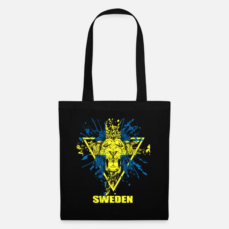 Schweden Fahne Flagge Löwe - Stoffbeutel - Schwarz