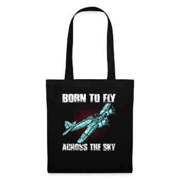Pilote aviateur avion volant - Sac en tissu - noir - Devant