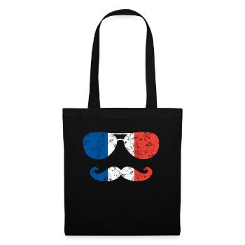 France Frenchman flag moustache lunettes de soleil - Sac en tissu - noir - Devant