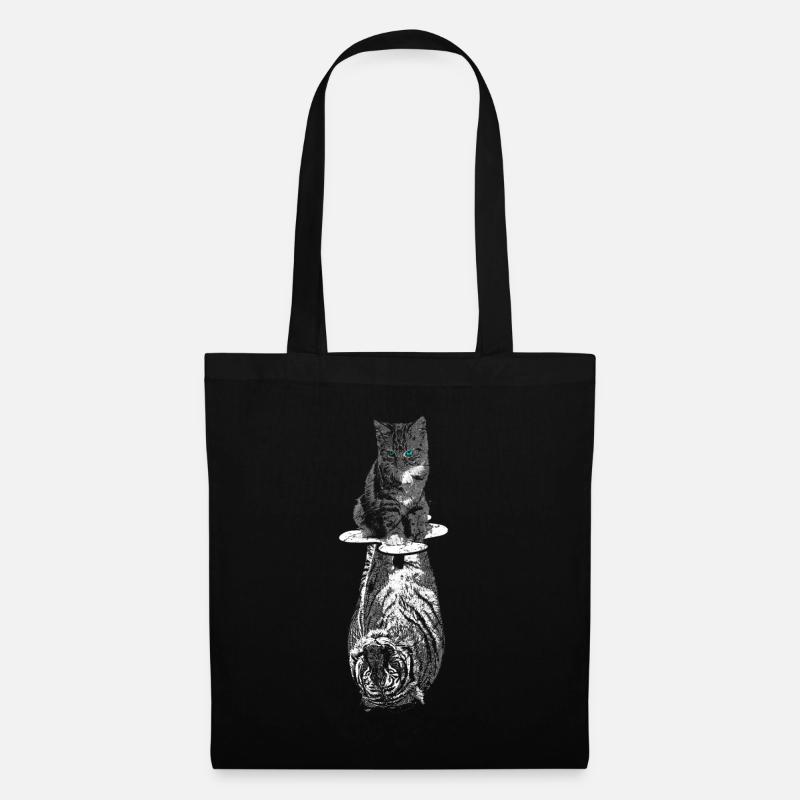 Katze Tiger Selbstbewusst Motivation - Stoffbeutel - Schwarz