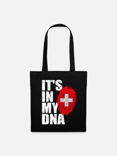 Schweiz Schweizer Swiss Flagge DNA Fingerabdruck - Stoffbeutel - Schwarz