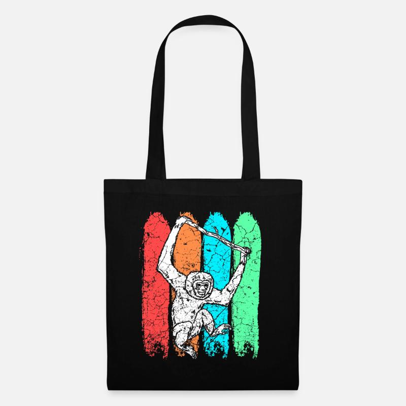 Singe gibbon - Sac en tissu - noir