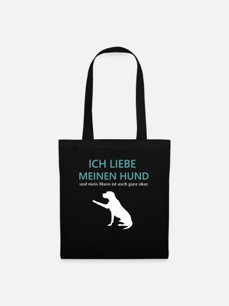 Ich liebe meinen Hund Geschenk Hundeliebhaber - Stoffbeutel - Schwarz