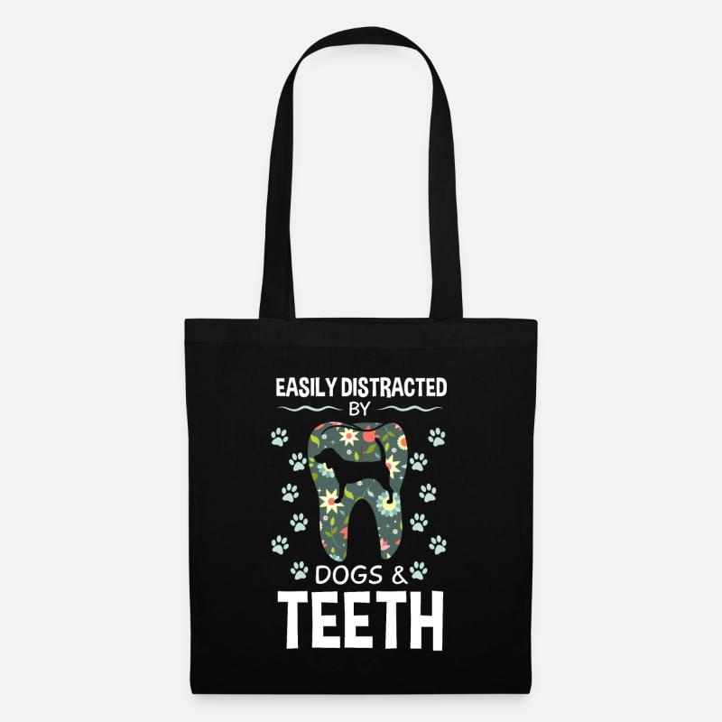 Easily Distracted By Dogs And Teeth - Stoffbeutel - Schwarz
