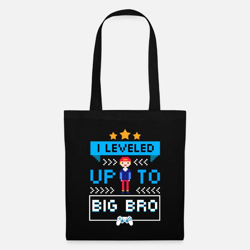 I Leveled Up To Big Bro - Stoffbeutel - Schwarz