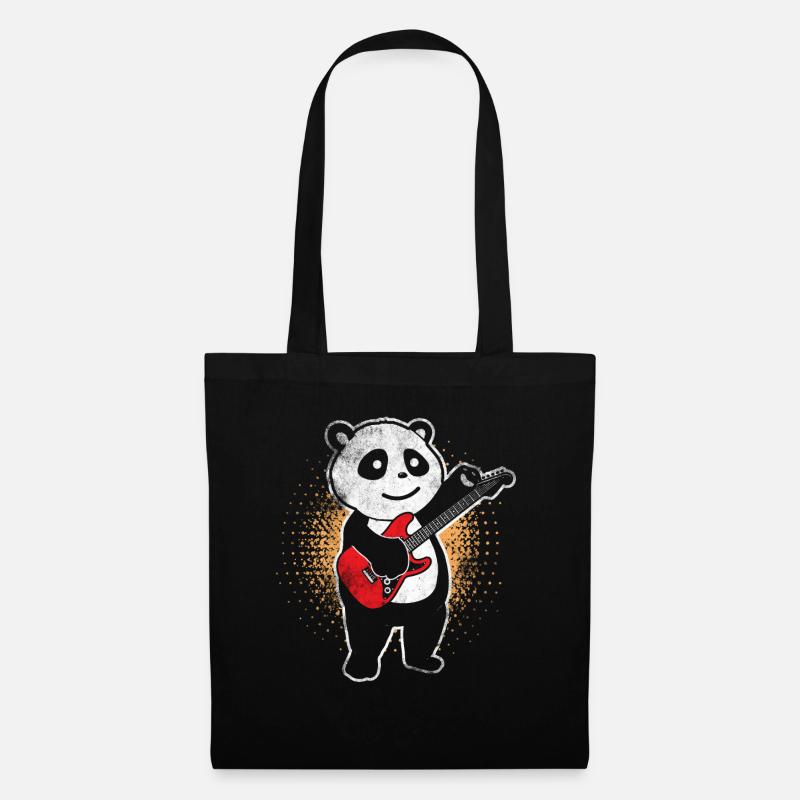 Panda Gitarrist - Stoffbeutel - Schwarz