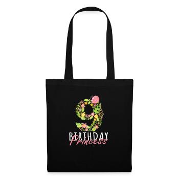 9e anniversaire Princesse 9 Ans Fille Florale - Sac en tissu - noir - Devant