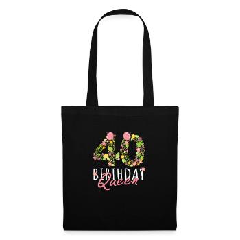 40e anniversaire Reine 40 ans femme Floral - Sac en tissu - noir - Devant