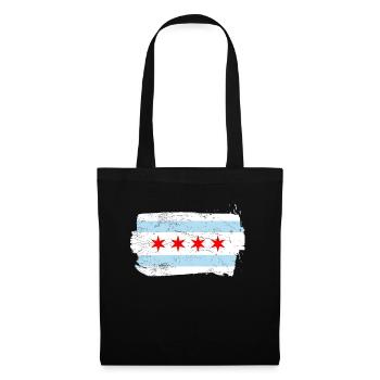 Chicago Flagge - Stoffbeutel - Schwarz - Vorne