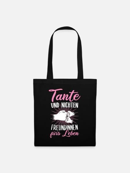 Tante & Nichte zweifache Tante Patentante Geschenk - Stoffbeutel - Schwarz