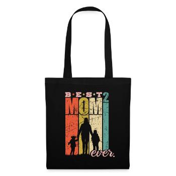 Meilleur maman Ever double maman maman avec 2 enfants - Sac en tissu - noir - Devant
