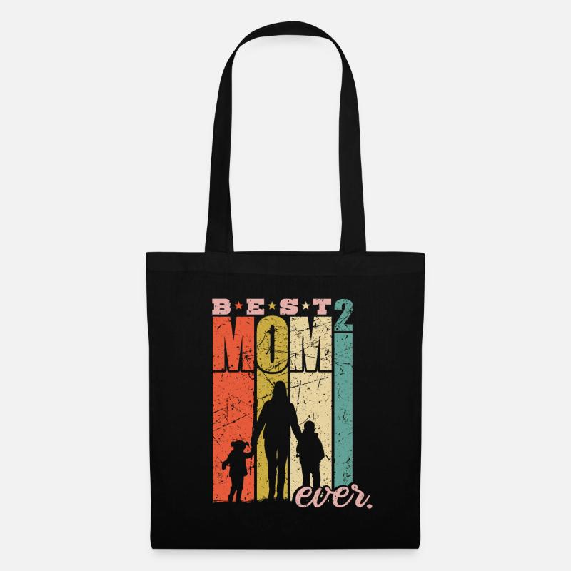 Best Mom Ever zweifache Mama Mutter mit 2 Kinder - Stoffbeutel - Schwarz