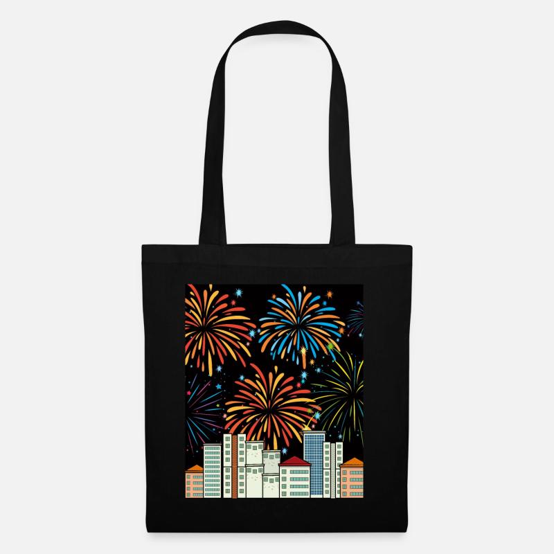 Feuerwerk Pyro Silvester Countdown - Stoffbeutel - Schwarz