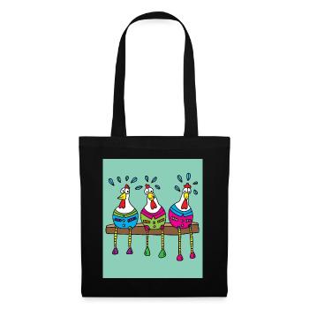 Crazy chickens funny chicken - Tote Bag - black - Front