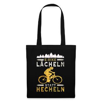 Lächeln statt hecheln Lustig Spruch Fahrrad E-Bike - Stoffbeutel - Schwarz - Vorne