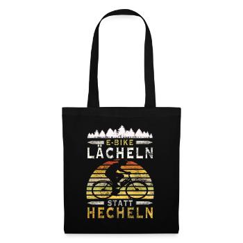 Lächeln statt hecheln Lustig Spruch Fahrrad E-Bike - Stoffbeutel - Schwarz - Vorne