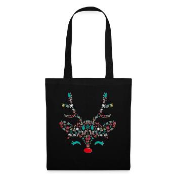 Reindeer Red Nose Christmas Head Symbols X-mas - Tote Bag - black - Front