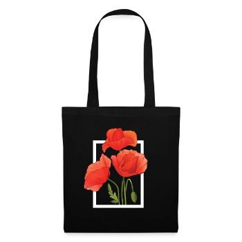Poppy Poppies Aquarelle peinte à la main - Sac en tissu - noir - Devant