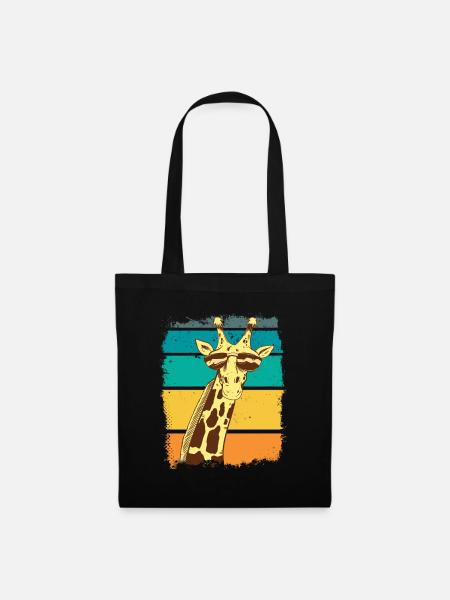 Vintage Giraffe Retro Giraffe Africa Animals Safari - Sac en tissu - noir