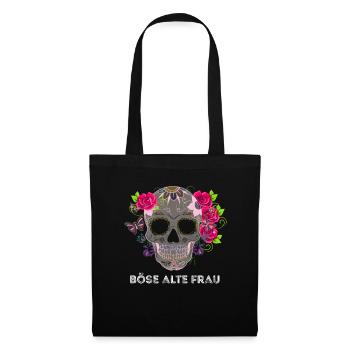Böse alte Frau - Totenkopf - Stoffbeutel - Schwarz - Vorne