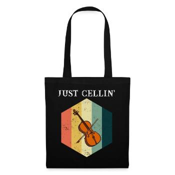 Cello Just Cellin Design für Cellisten - Stoffbeutel - Schwarz - Vorne