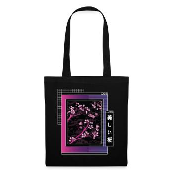 Vaporwave Aesthetic Kirschblüte Japan Japanese - Stoffbeutel - Schwarz - Vorne