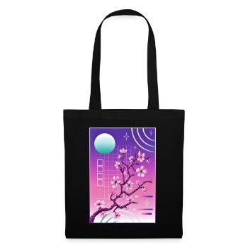 Vaporwave Aesthetic Kirschblüte Japan Japanese - Stoffbeutel - Schwarz - Vorne