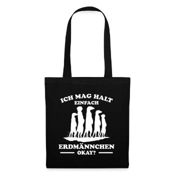 Erdmännchen Lustige Spruch Tier Mangusten Geschenk - Stoffbeutel - Schwarz - Vorne