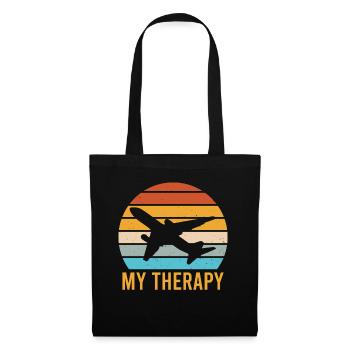 Aircraft Airplane Pilot Captain - Flying My Therap - Stoffbeutel - Schwarz - Vorne
