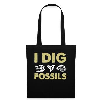 Dicton de l’archéologie - Je creuse des fossiles - Sac en tissu - noir - Devant