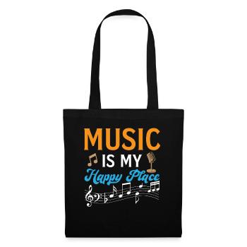 Guitar Player - Music Is My Happy Place - Tote Bag - black - Front