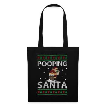 Caca Père Noël dans la cheminée - Noël moche - Sac en tissu - noir - Devant