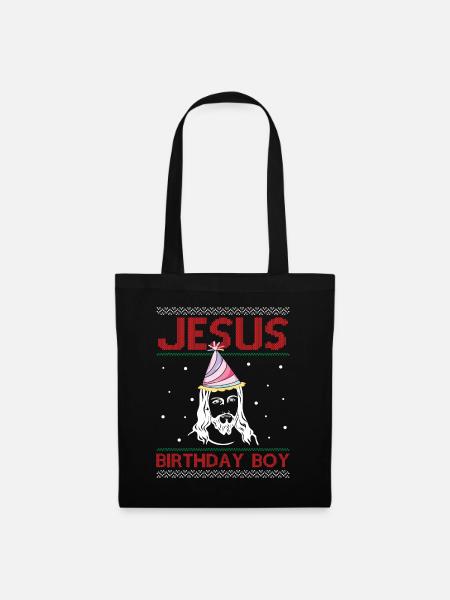 Jesus Birthday Boy - Ugly Christmas - Stoffbeutel - Schwarz