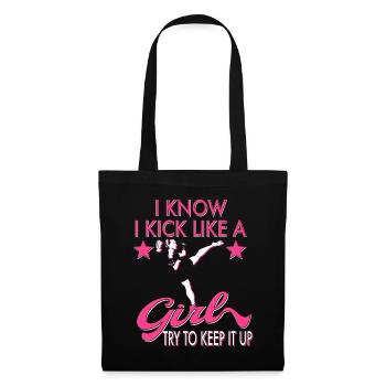 Karaté Taekwondo Filles Femmes Karaté Kick - Sac en tissu - noir - Devant