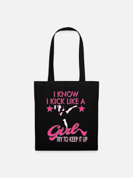 Karate Taekwondo Girls Women Karate Kick - Tote Bag - black
