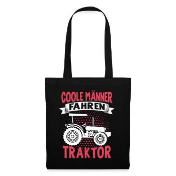 Landwirt Trecker Junge Coole Männer fahren Traktor - Stoffbeutel - Schwarz - Vorne