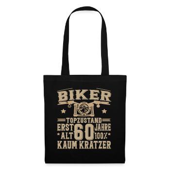 60 Geburtstag Mann Biker 60 Jahre Motorrad - Stoffbeutel - Schwarz - Vorne