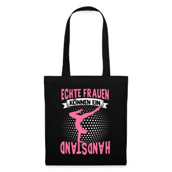 Handstände Turnerin Damen Mädchen Turner Kopfüber - Stoffbeutel - Schwarz - Vorne