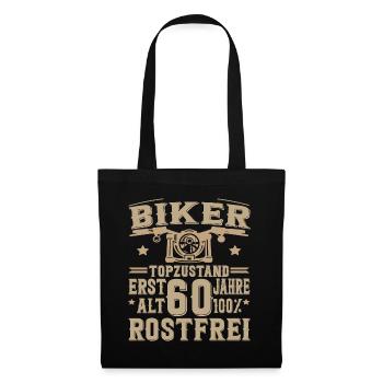 60 Geburtstag Mann Biker 60 Jahre Motorrad - Stoffbeutel - Schwarz - Vorne