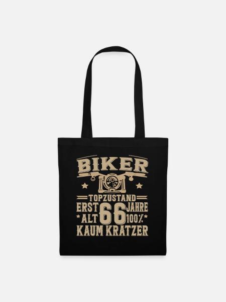 66 Geburtstag Mann Biker 66 Jahre Motorrad - Stoffbeutel - Schwarz