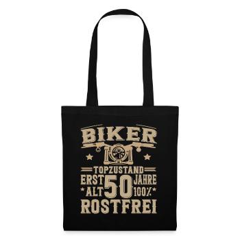 50 Geburtstag Mann Biker 50 Jahre Motorrad - Stoffbeutel - Schwarz - Vorne